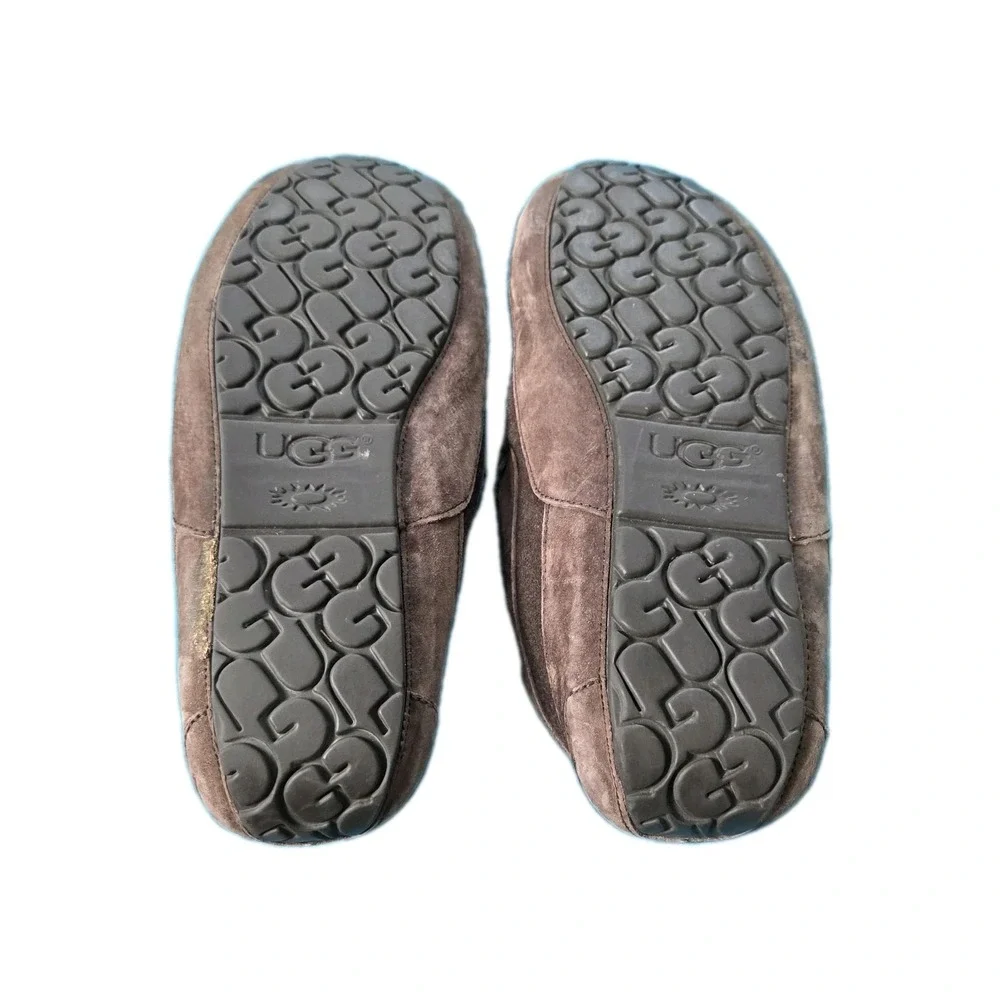 UGG Ascot Men's Brown Moccasin Slipper, Size 14 -‎ Espresso Rubber Sole